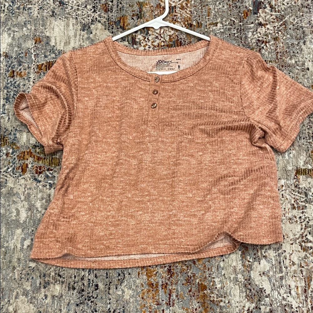 Jockey Dusty Pink Knit Button-Up